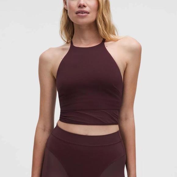 [NWT] Lululemon Nulu High-Neck Mesh-Hem Cropped Tank Top Goodnight Plum - Sz S - Picture 1 of 15